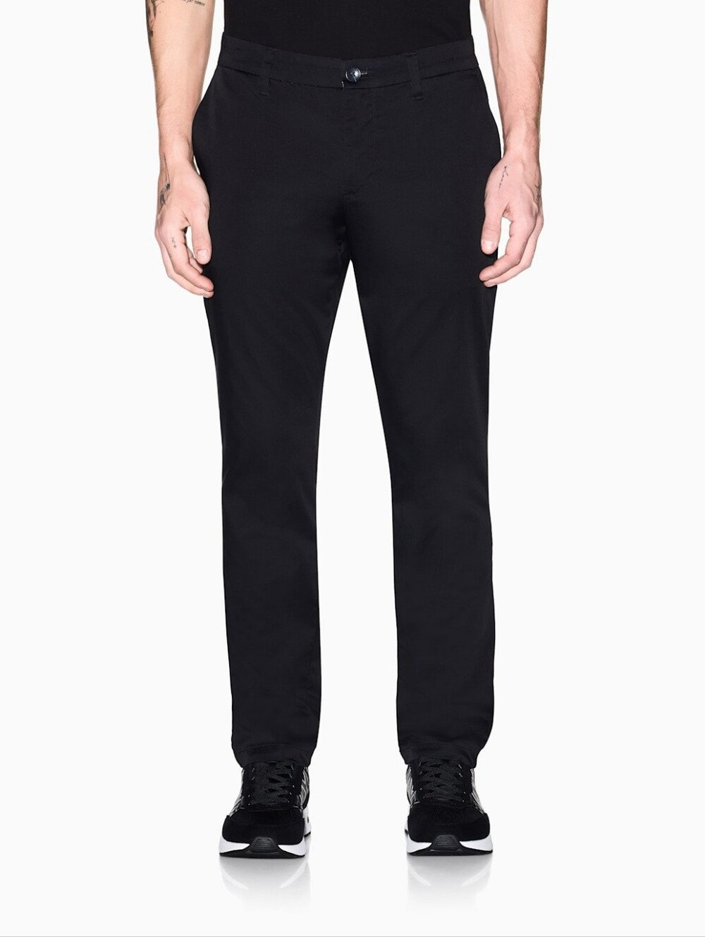 Armani Exchange Black Slim Chino Pants. Slim Fit